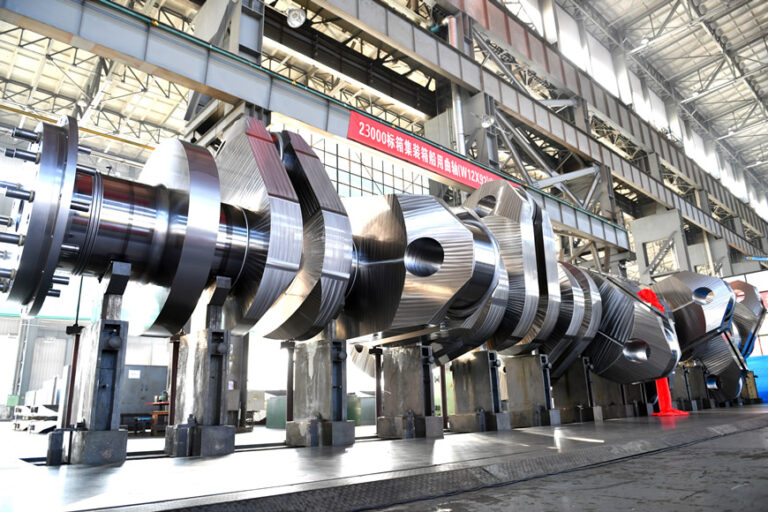 W12X92DF marine crankshaft (MAN series) for 23000 TEU container vessel, developed and manufactured by HDM